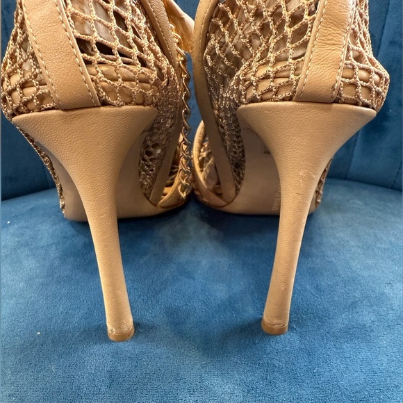 Bottega Veneta Mesh Chain Heels Size 40 Nude Gold Designer Luxury Made in Italy - Picture 6 of 11